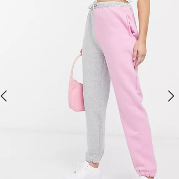 New 2 Toned Pink & Grey Adorable Sweat Pants - Picture 3 of 17